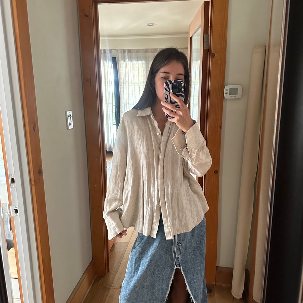 100% linen cream shirt